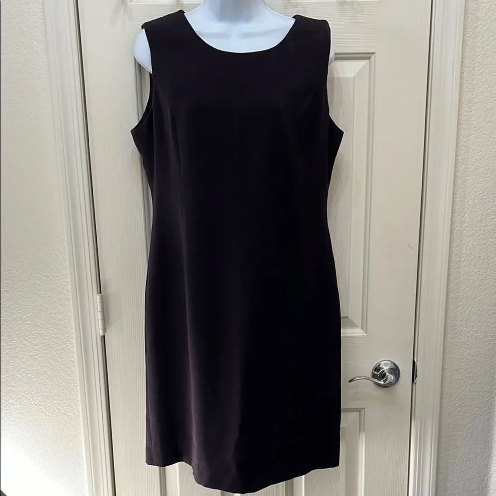 Casual Corner Black Sleeveless Sheath Midi Dress Sz 12 Scoop Neck Sleeveless